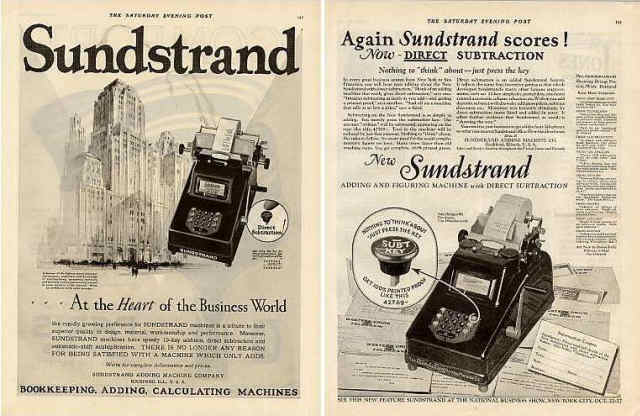 Sundstrand Adding Machine - Underwood 10 Key